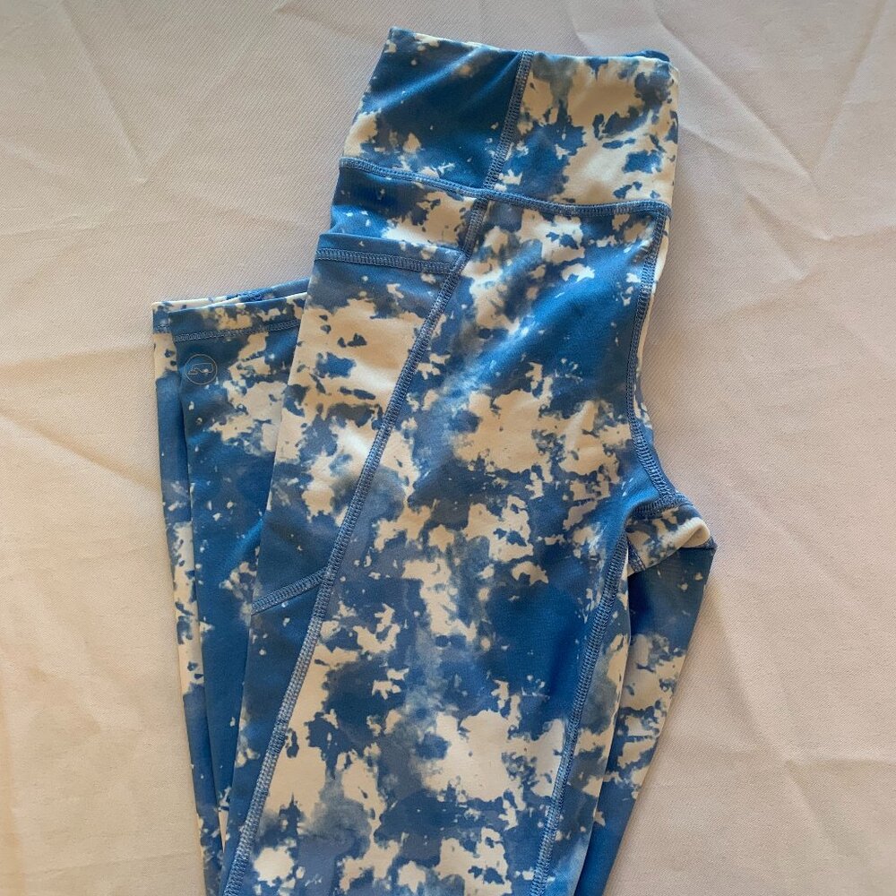 Girls Vineyard Vines Performance Medium 10-12 Leggings Blue and White